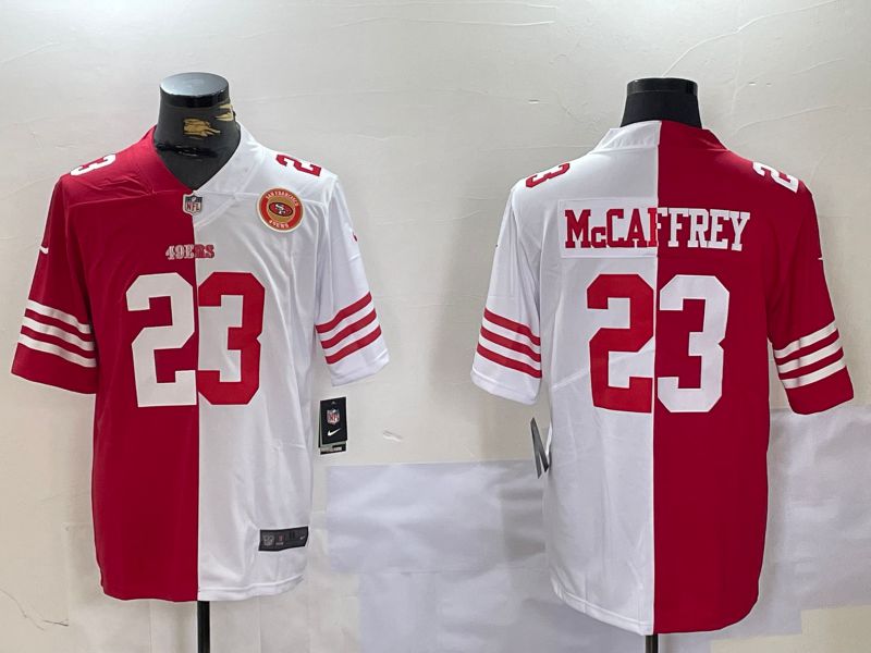 Men San Francisco 49ers 23 Mccaffrey Red White Nike 2024 Limited NFL Jersey style 10082